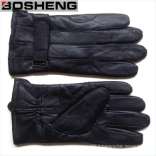 New Winter Warm Men Gants en cuir noir et doux Cachemire doublé